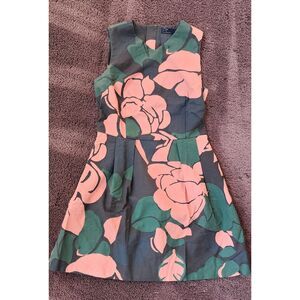 Gap Ladies Green and Pink Floral Print A-Line Dress - Size 8
